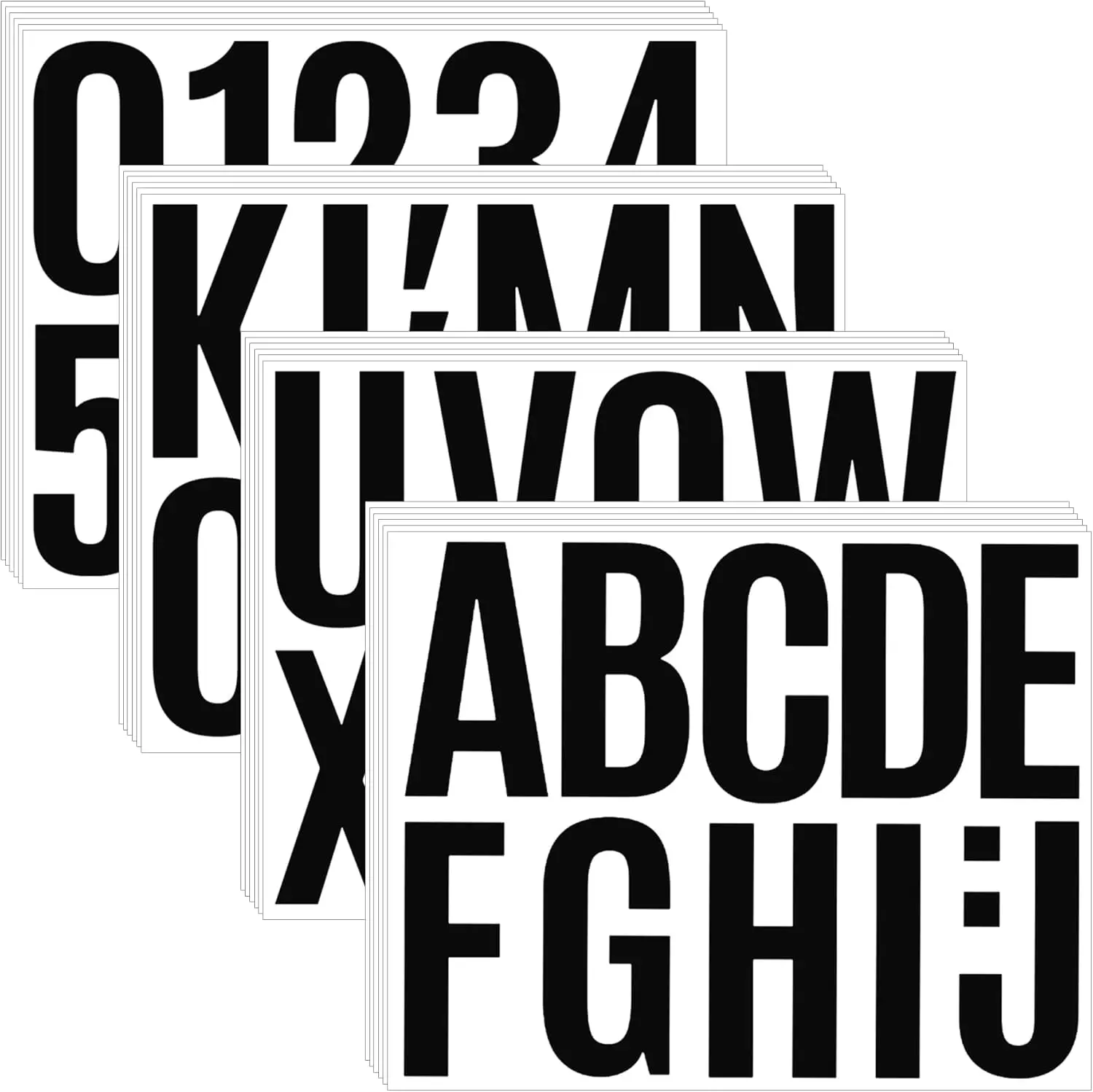 264Pcs 4 Inch Black  Alphabet & Number Stickers, 24 Sheets Large Self‑Adhesive Waterproof Vinyl Letter Stickers for Mailbox