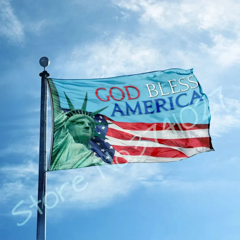 God Bless America flag with digital print USA BANNER FLAG 3X5FT 2X3FT Statue of liberty Banner