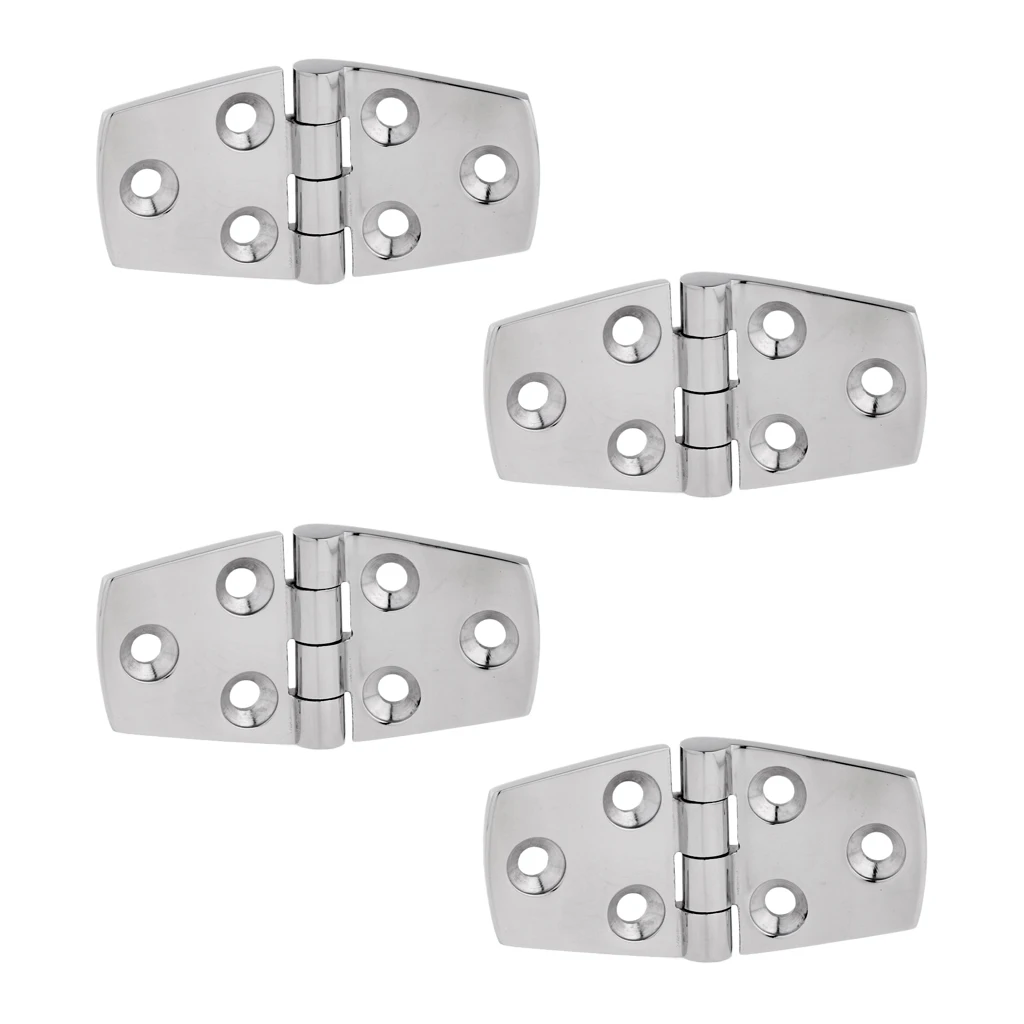 4 Pieces 316 Stainless Steel Strap Hinge Door Hinge for Marine Boat Yacht RV 76 mm