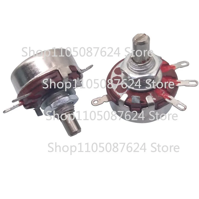 VV  2x 10K ohm 2W 6mm Round Shaft Rotary Taper Carbon Potentiometer WTH118