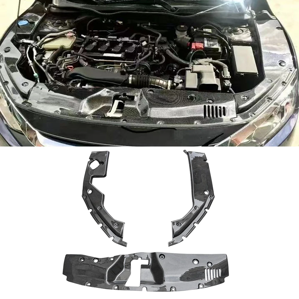 

For Honda Civic FK7 Hatchback 2017-2021 Carbon Fiber Car Engine Cover Hood Decoration Cooling Plate Auto Tuning