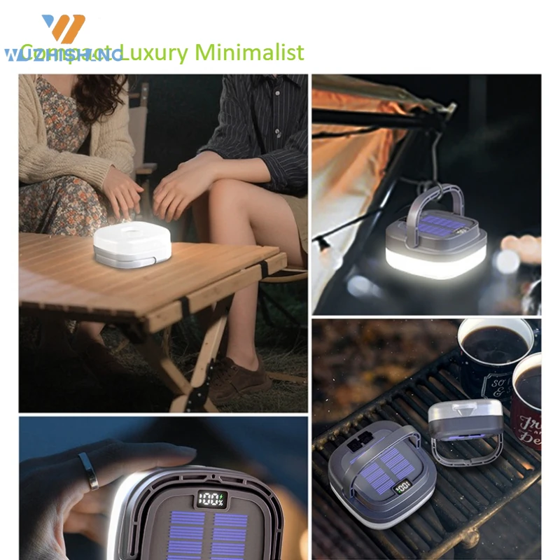 ไฟแคมป์ปิ้งพลังงานแสงอาทิตย์ 5 โหมด ซูมได้ ชาร์จเร็วแบบ Type C หน้าจอแสดงผลดิจิตอล ป้องกันการชาร์จเกิน 1000mAh สำหรับเต็นท์กลางแจ้งและสวน