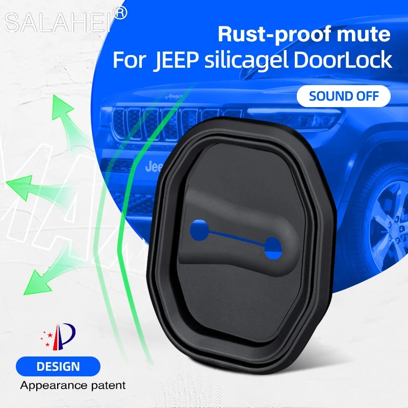 Hebilla de silicona para cerradura de puerta de coche, 4 piezas, cubierta de protección contra golpes para Jeep Cherokee RENEGADE Commander GRAND