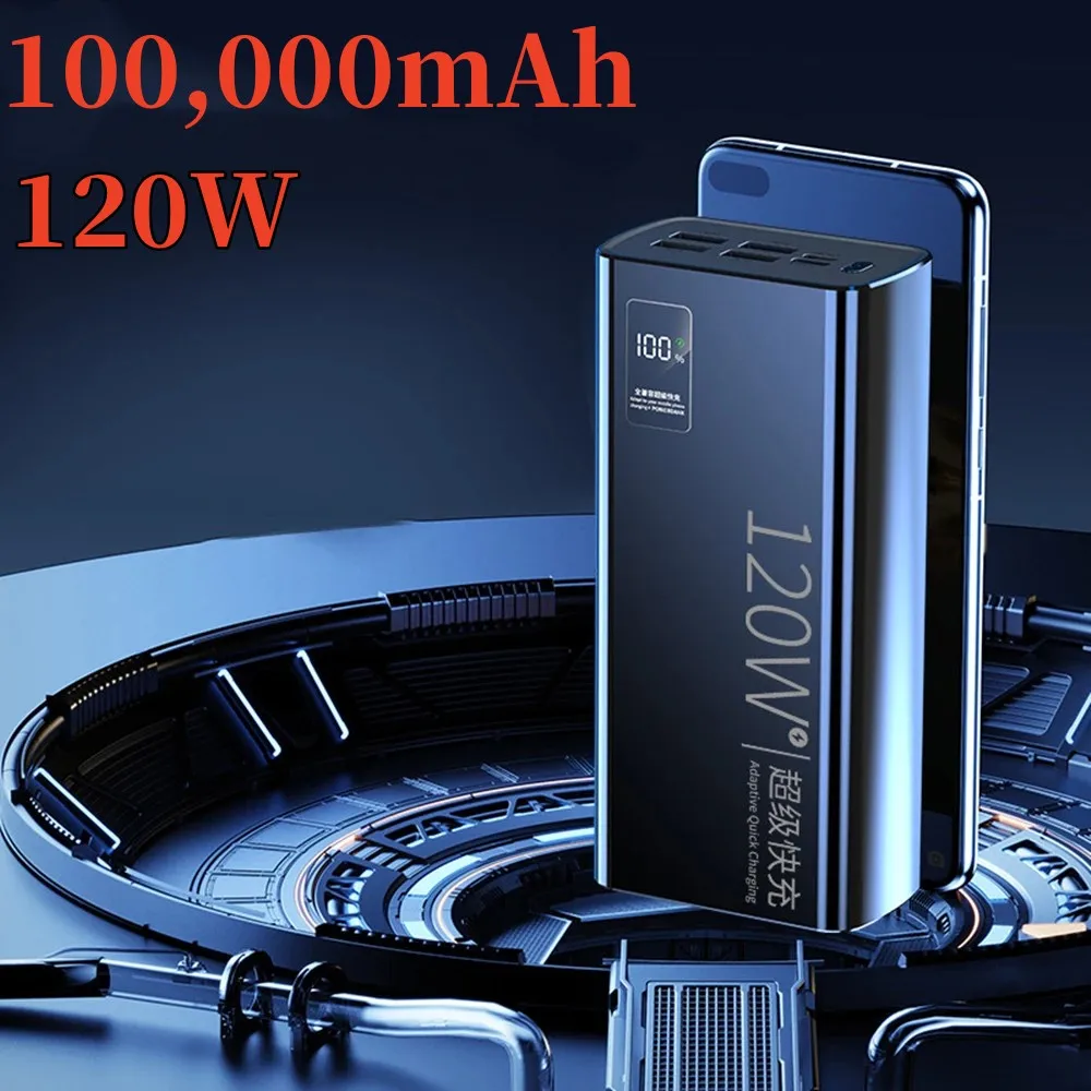 100000mAH 120W Power Bank Super Fast Charging Battery High Capacity Digital Display Power Bank For Iphone 15 14 Samsung Xiaomi