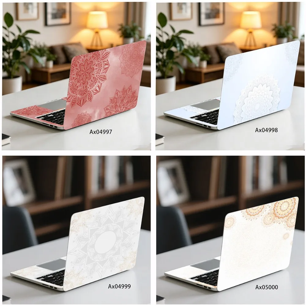 2Pcs Aesthetic Neutral Tone Mandala Laptop Stickers Vinyl Decal MacBook HP Dell Lenovo Notebook PC Aesthetics Decoration