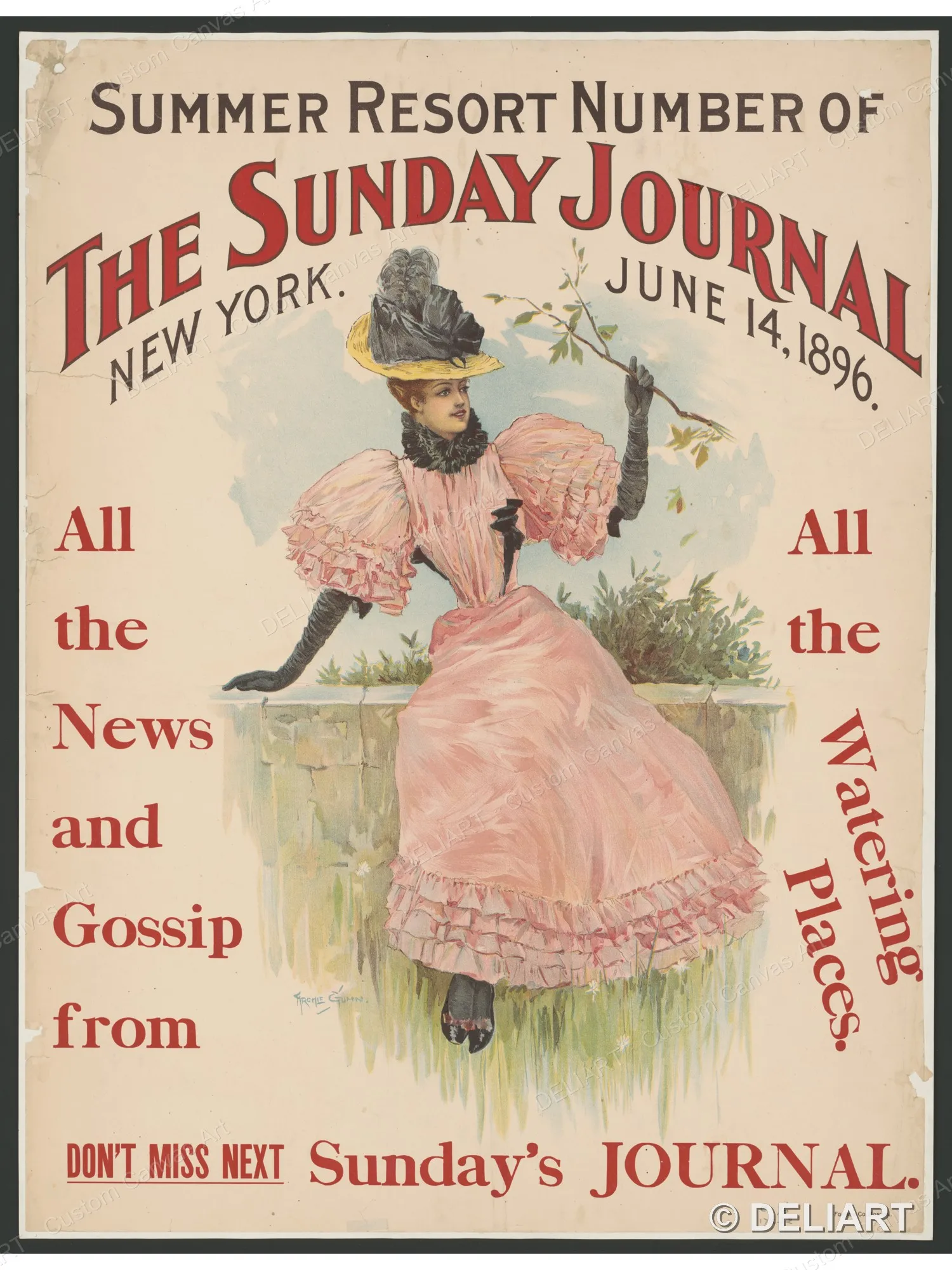 Summer resort number of The Sunday Journal Vintage Travel Canvas Wall Art Poster Print Retro Home Decor Unframed