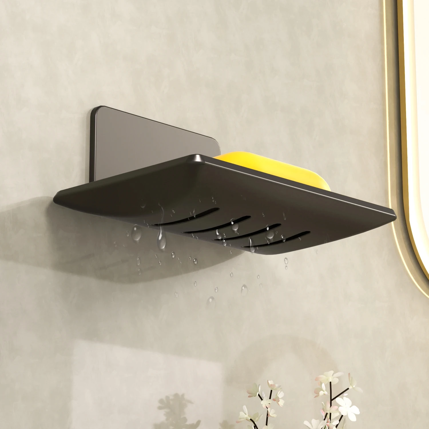 Bathroom Soap tray hole free wall mounted soap sponge holder organizer accessories kitchen soap holder