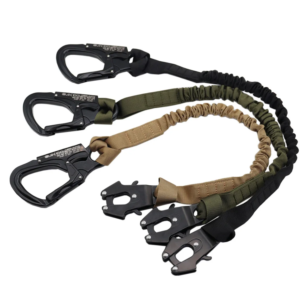 Picture 3: Tactical Personal Retention Lanyard Quick Release Buckle  Elastic Safety Rope Navy Seal Save Sling Double Head Hanging Buckle