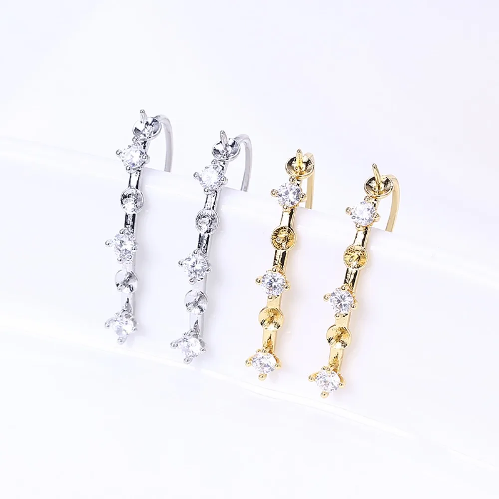 

6PCS S925 Sterling Silver Needle 18K Gold Wrapped Plated Brass Earring Settings Diy Jewelry Pearl Earrings Accessories