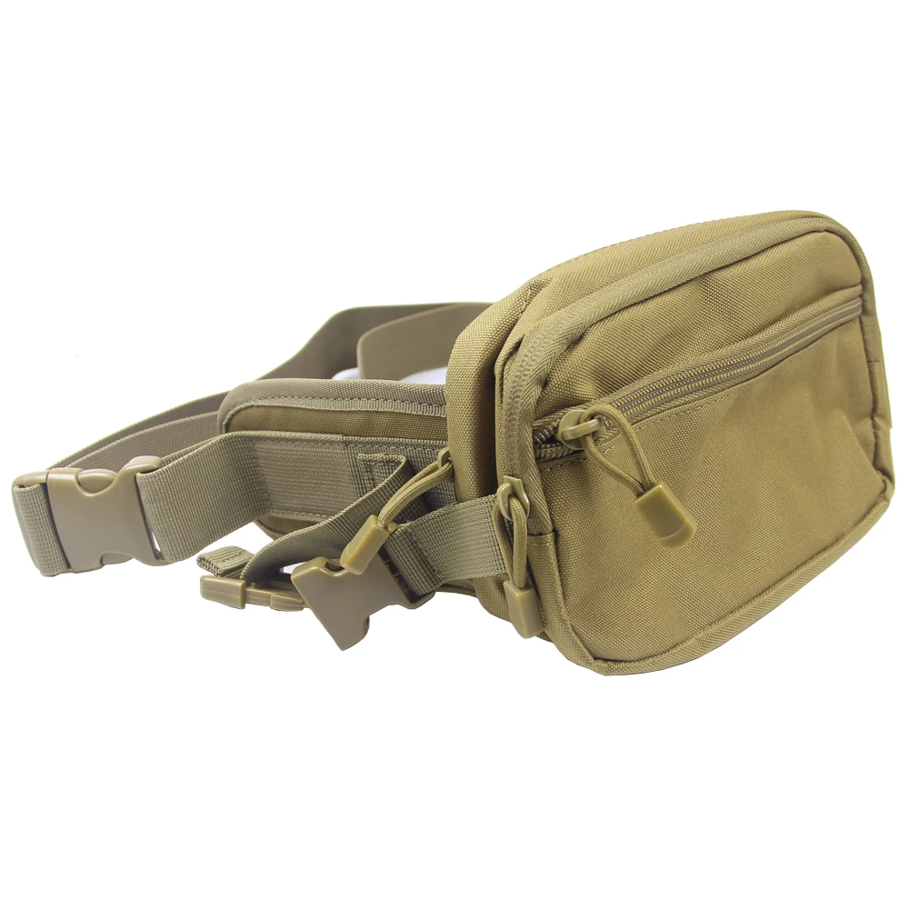Bolsa de cintura multifuncional para atividades ao ar livre, dobrável, com vários bolsos, ajustável, para caça, camping e corrida.