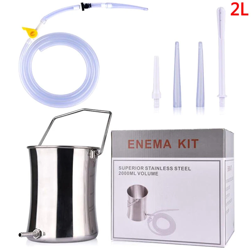 2L Home Enema Colonic Irrigation Kit Reusable Bucket Detox Barrel Douche 2m Tube