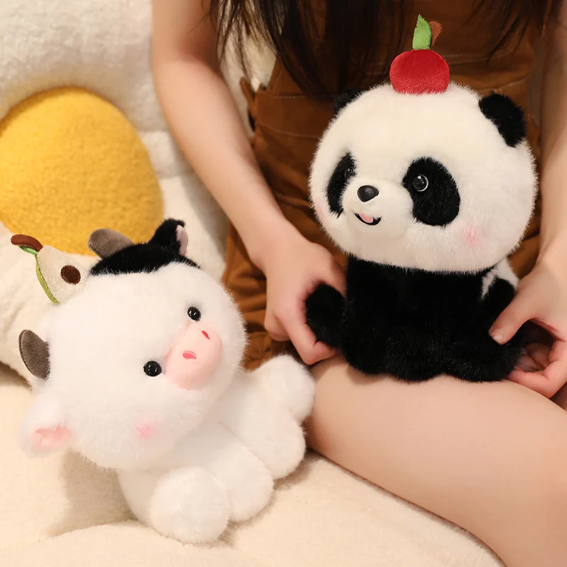 20cm decoración de frutas de verano juguetes de peluche de animales Kawaii lindo vaca en cuclillas elefante perro oso peluches suave regalo abrazable para niña