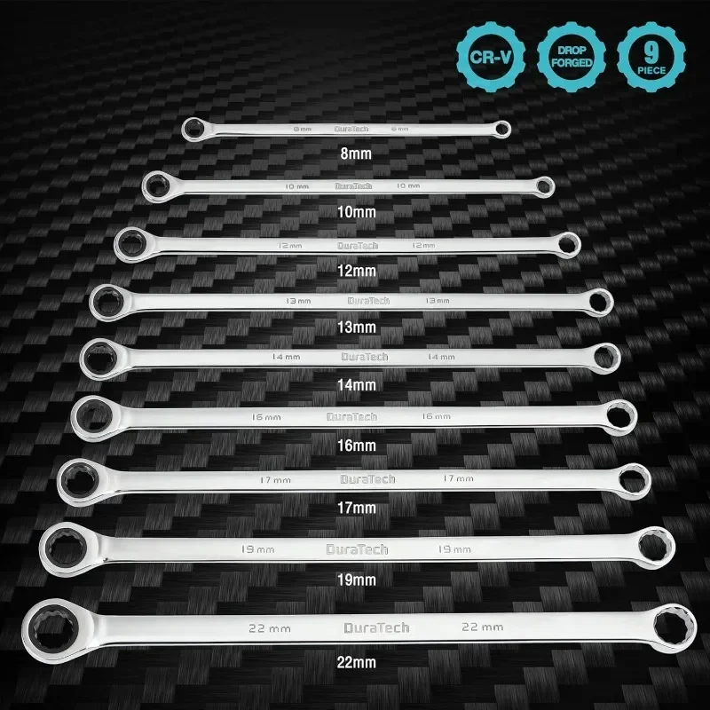 home.Double Box End Wrench Set, Metric, 9-Piece, 8,10,12,13,14,16,17,19,22 mm, CR-V Steel, with EVA Foam Tool Organizer