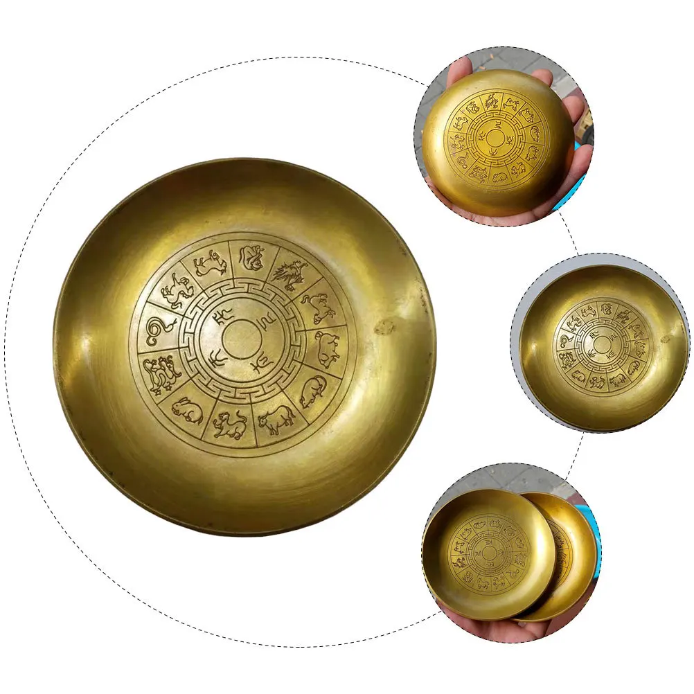 Rondelle de brosse à encre en cuivre, motif du zodiaque, artisanat de Style rétro pour le stockage de la calligraphie, cadeau pratique, ornement en cuivre