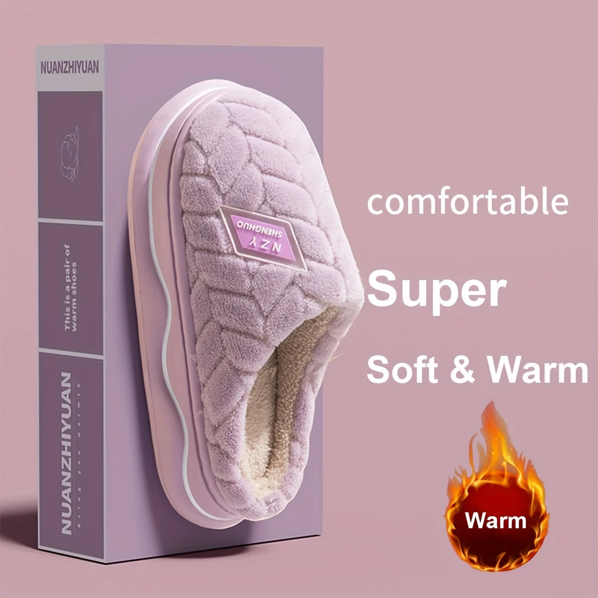Warmth and Slip-Resistant Thick Sole Plush Slippers - Autumn and Winter Indoor Home Slippers for Women and Men's Couple image 4