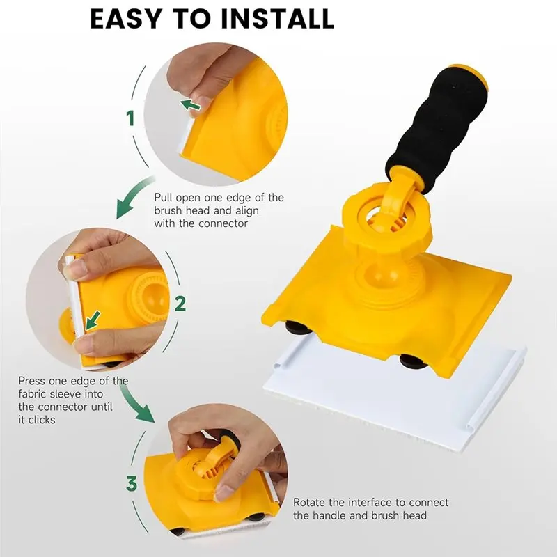 A02M-Paint Edger With 360° Rotation Handle Trimmer& 5Pcs Replacement Pads- Edge Painting Tool For Wall Painting Projects