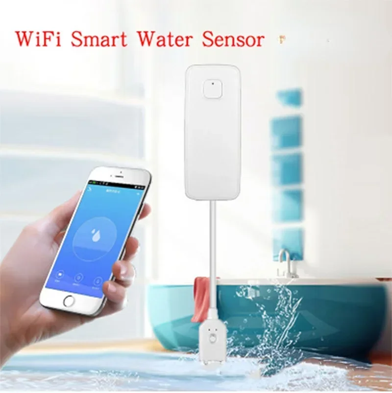 Alarma de inmersión de agua con WIFI, detector de fugas de agua, manipulador de enlace, alto decibelio