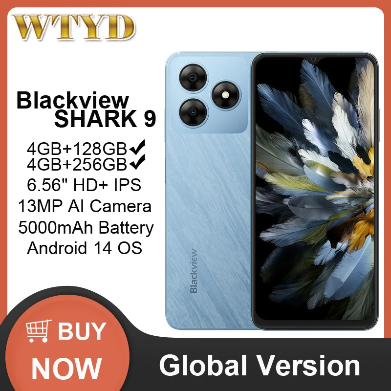 Blackview WAVE 8 الهاتف الذكي 4GB + 128GB/256GB 6.56 ''HD + IPS عرض أندرويد 14 T606 5000mAh هاتف محمول 8MP كاميرا 4G الهاتف المحمول