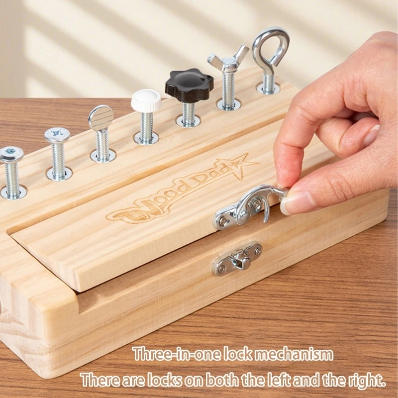 Children's Wooden Screw Practice Toy with Assorted Fasteners for Position Pairing, Twisting, Removal, Reassembly, and 15UB