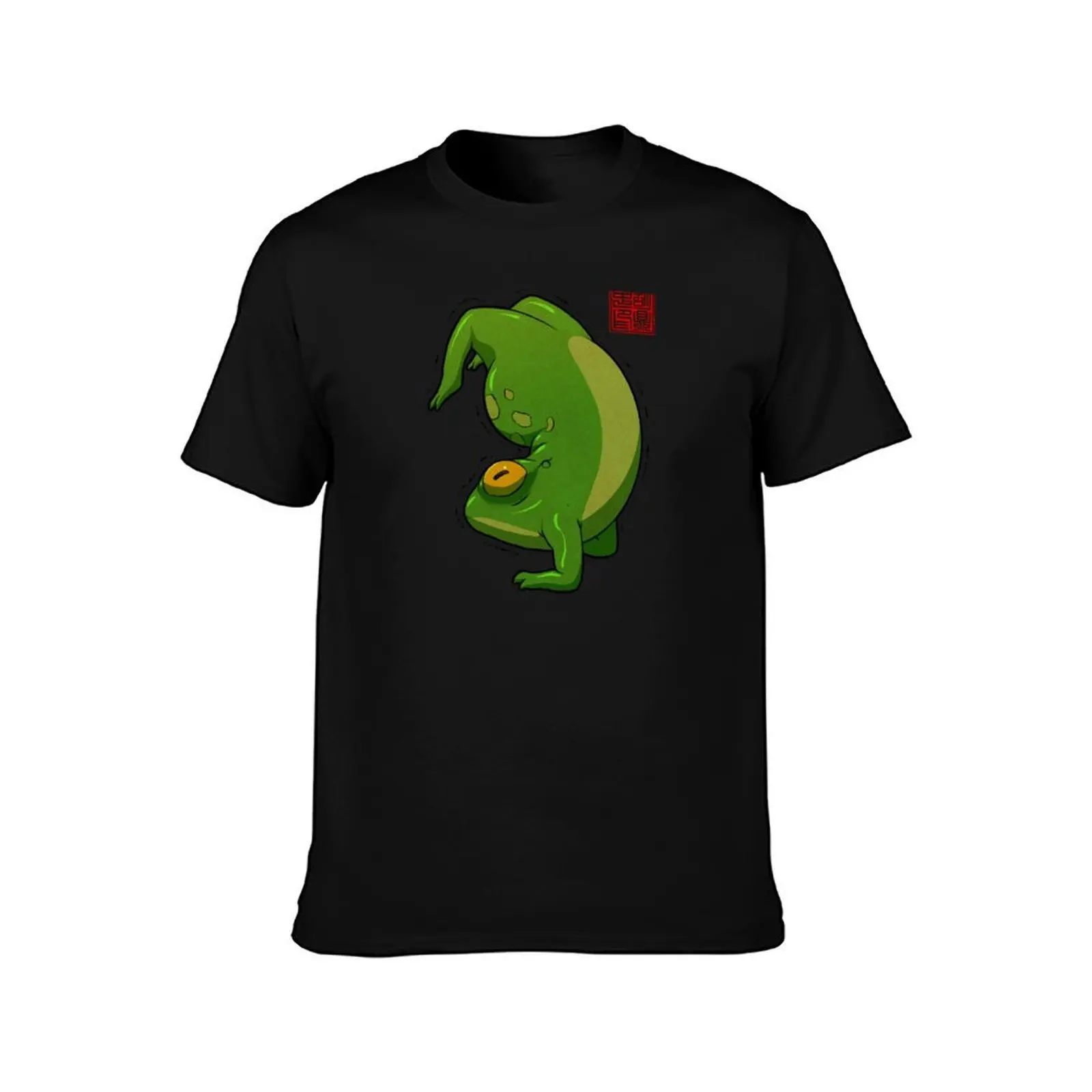 yoga frog scorpion pose T-Shirt, Summer Casual Cotton Tee, Oversized Streetwear Tops, Vintage Graphic Print, Unisex Men Women