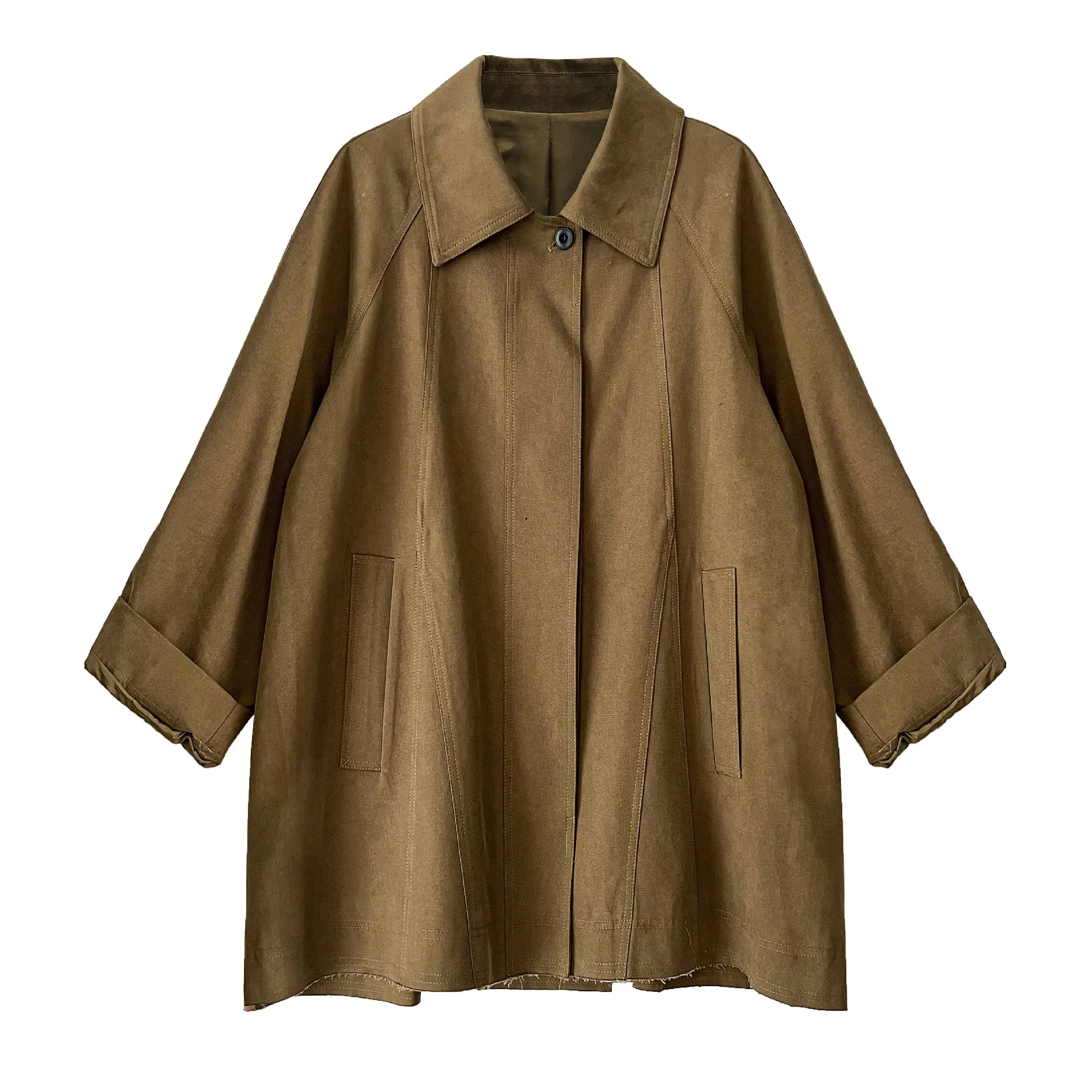 SuperAen Koreanischen Stil Lose Vintage Casual Polo Kragen Jacke für frauen Herbst Neue Einreiher Trenchcoats