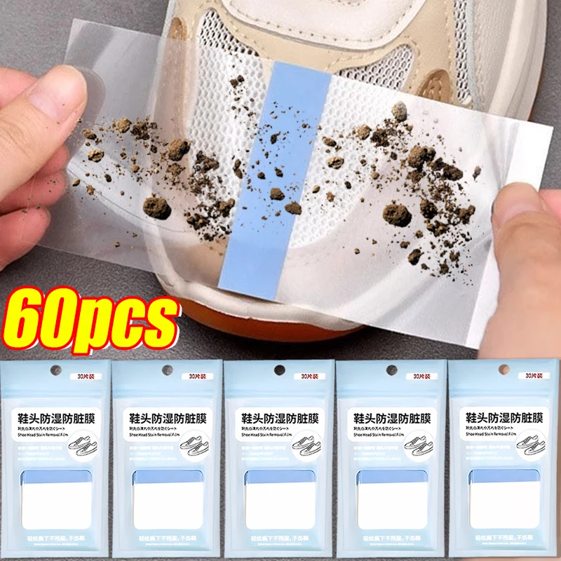 30/60Pcs Clear Shoe Toe Rain Stickers pellicola per la rimozione delle macchie della testa della scarpa resistere alla pioggia fango e macchie d'olio adesivi per scarpe per lavorare