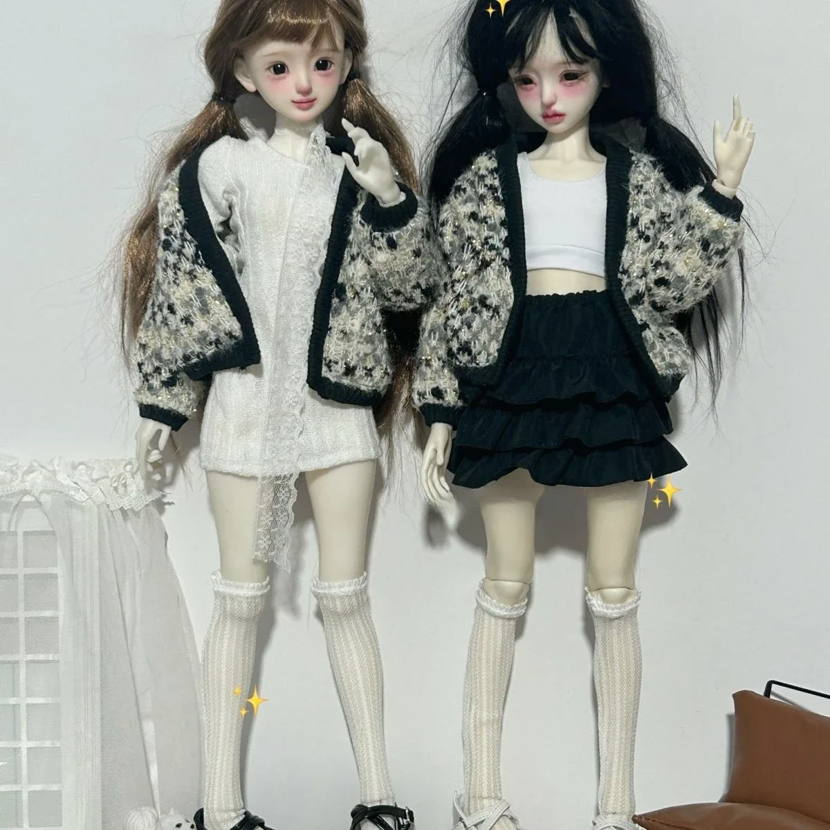 1/6 1/4 인형 옷 세트, 30 cm, 45cm Bjd 인형 가디건 니트 원피스 스커트 조끼 소녀 장난감 원피스 놀이 집 인형 액세서리