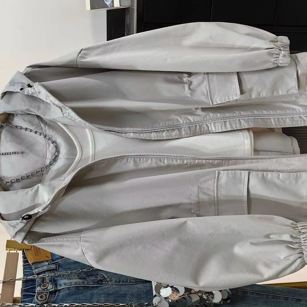 Fashion Hooded Windbreaker Coat Women's 2026 Spring Autumn New Jacket This Year's Popular Outwear Loose Long Overwear Female Top