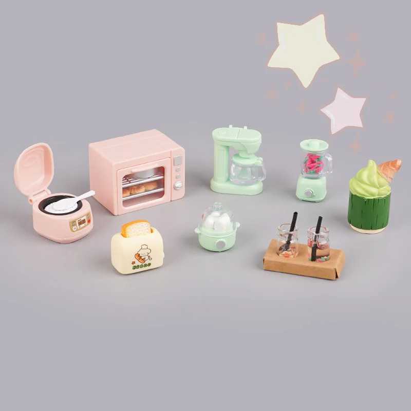 1/12 Puppenhaus Mini-Küchengerät-Set inklusive Entsafter, Reiskocher und Ofenmodell für Puppenhaus-Dekoration