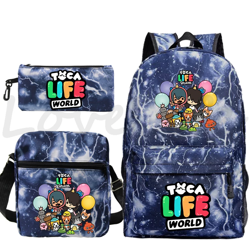 Game Toca Life World Backpack 3pcs/set Boys Girls Anime Knapsack Kids Oxford School Bag Students Daily Mochila Toca Boca Bagpack