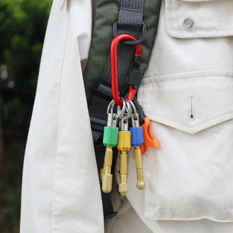 Portable Keychain Bit Holder with Carabiner Quick-Release Screwdriver Bits Holders Self-locking Extension Bar Screw Adapter