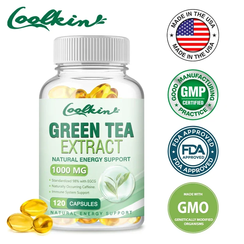 

Green Tea Extract Capsules 1000 Mg 98% Standardized EGCG - 3x Natural Energy - Mild Caffeine