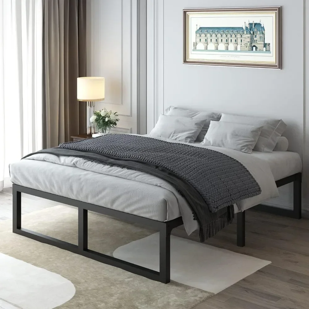 

14" queen bed frame, steel slats support, no springs required, non-slip, 3500 lb heavy duty metal platform bed frame