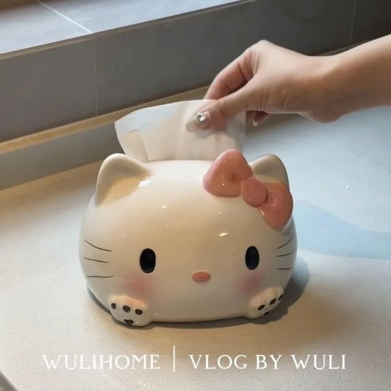 

Cute Hello Kitty Tissue Box Home Living Room Decoration Ornament Cartoon Cute and High-value Creative Storage Wholesale