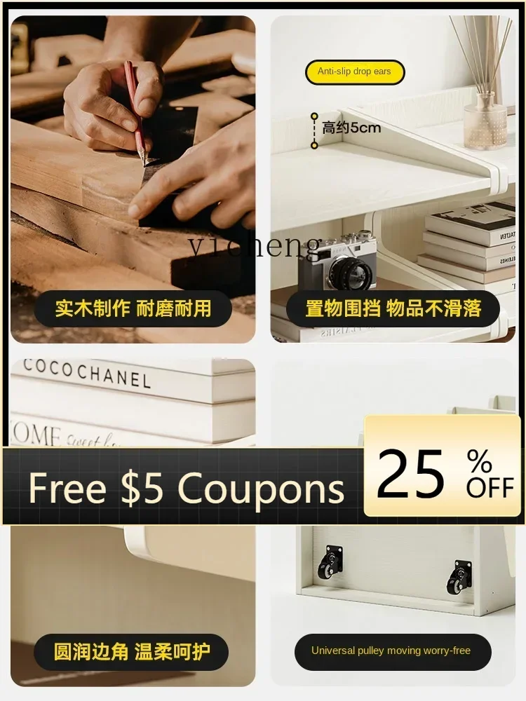 GZ Solid Wood Bookshelf Floor Shelf Mobile Living Room Creative Bookcase Student Children Home Cabinet