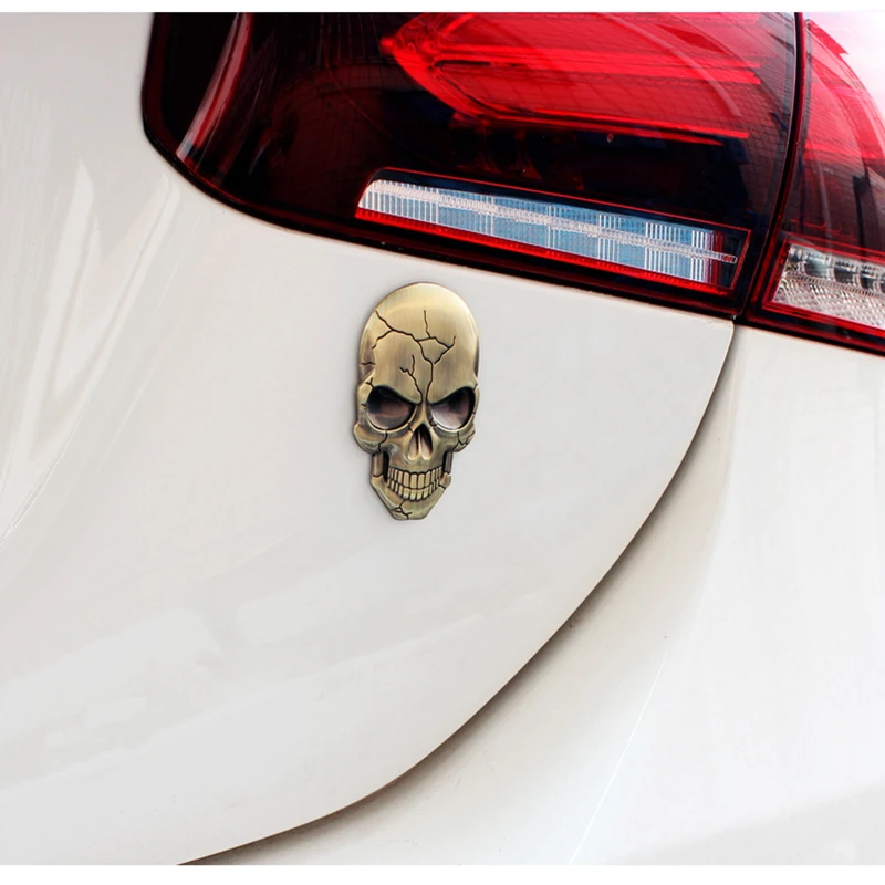 3D Metal Car Stickers Ghost Skull Metal Emblem Badge Decal For Car Gold Black Skull Skeleton Car Motorcycle Decal Stickers