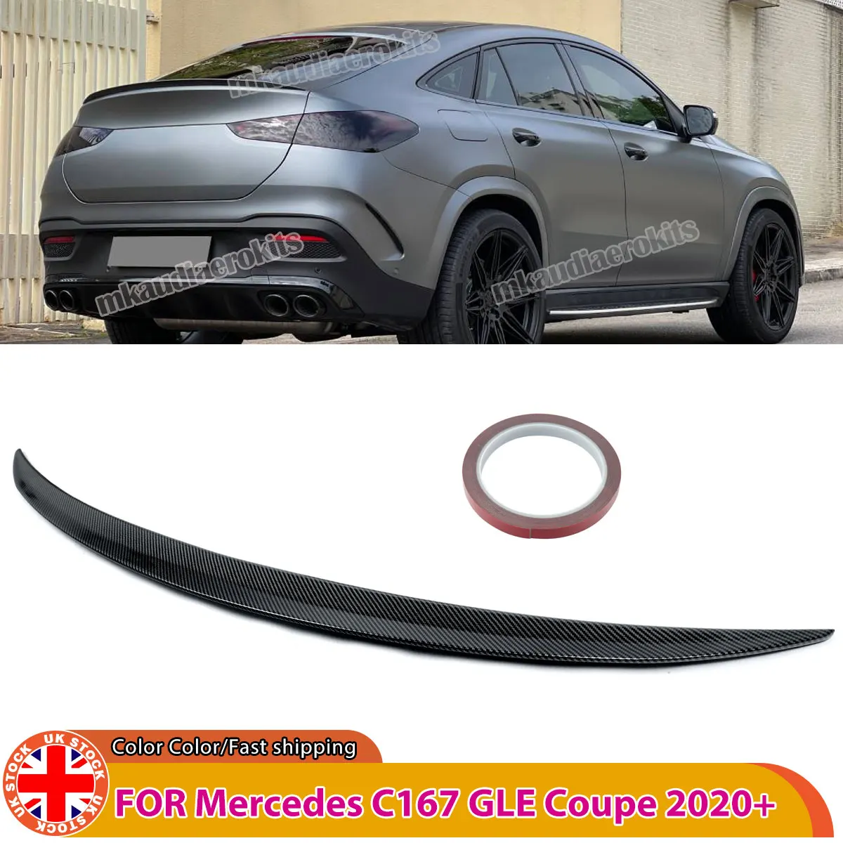 

FOR MERCEDES GLE Series C167 AMG STYLE Rear Spoiler GLE350 GLE400 COUPE REAR BOOT TRUNK SPOILER CARBON LOOK 2019 2020 2021 Trim
