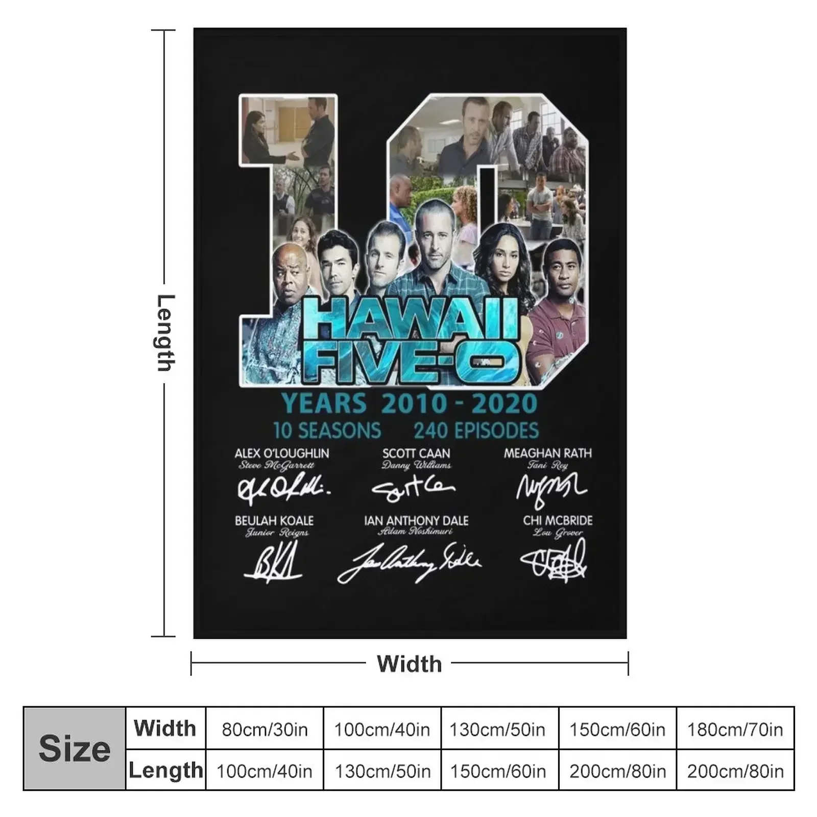 Hawaii Five O 10 Years 2010 2020 Signatures Short Throw Blanket warm for winter funny gift Weighted Fashion Sofas Blankets