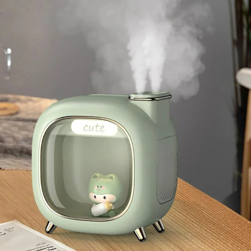 Moe Wa Humidifier Mini USB Double Spray Air Humidifier  Bedroom Night Light  Hydration Spray Air Humidifier Small Gift