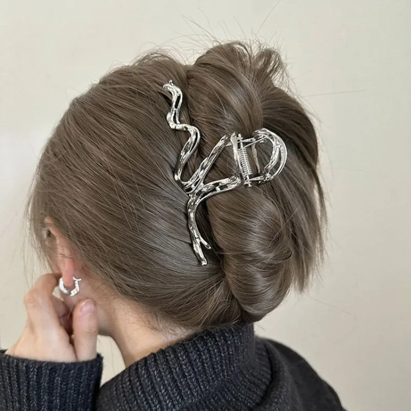 العصرية المعادن القرش مشبك شعر غير النظامية كراب كليب فاسق نمط أسود فضي الكورية النساء دبوس الشعر الملحقات