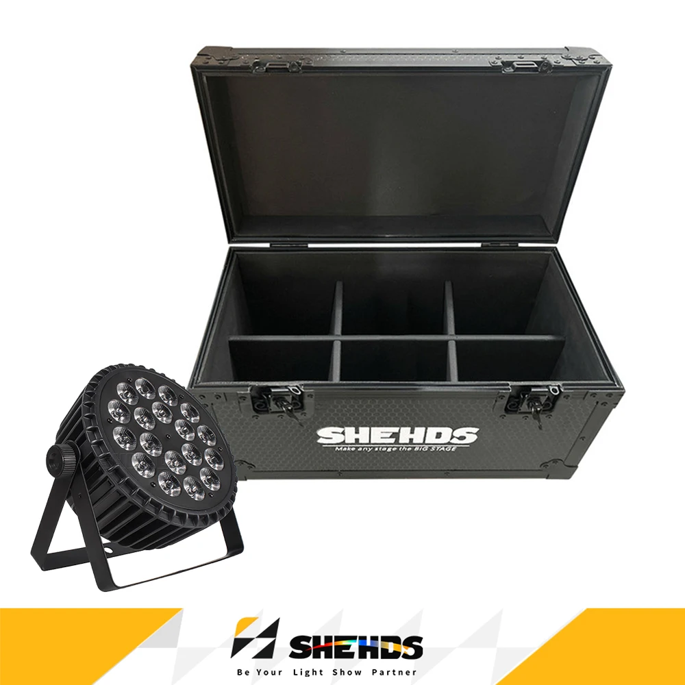 SHEHDS Aluminum 6pcs 18x12W RGBW 4in1 Par Lighting Wiht Flight Case Silent For DJ Theater Church Wedding Christmas Decoration