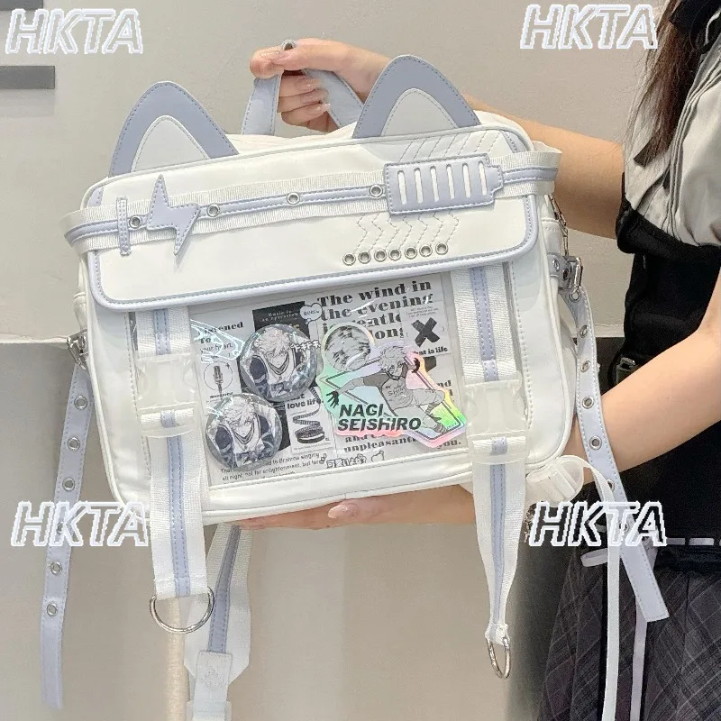 Japanese Style Cartoon Electronic Cat Backpack Sweet Cool Subculture Y2k Large Capacity Bar Millet Cotton Doll Schoolbag Girls
