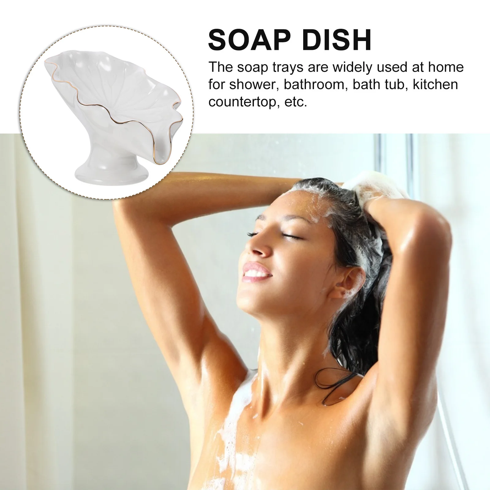 

Self Draining Soap Dish Ceramic Bar Soap Tray Wear-Resistant Lotus Leaf Style Bathroom Kitchen Vanity Organizer Holder