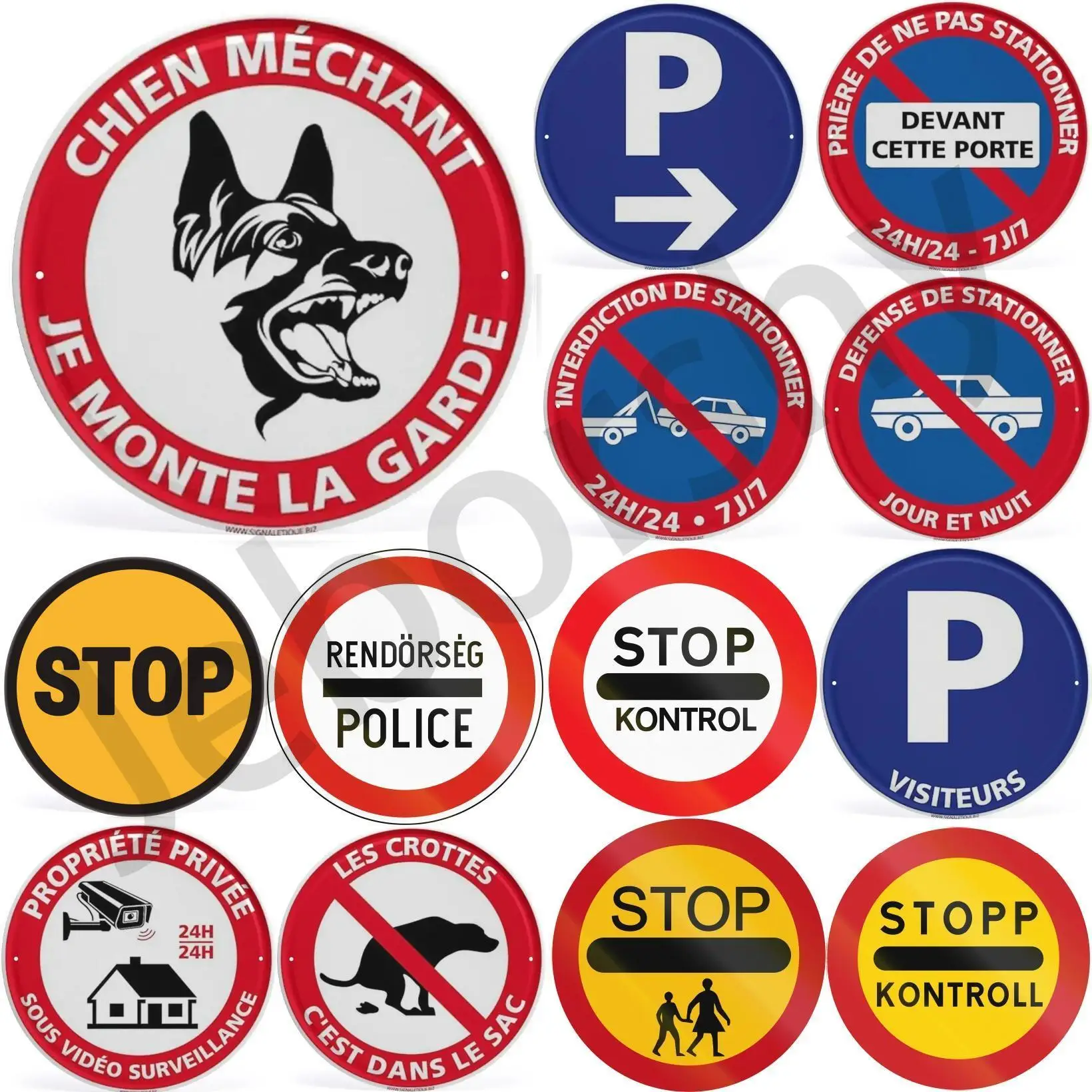 Round Metal Aluminum Sign No Trespassing Aluminum Sign Private Road Warning Video Surveillance Wall Poster Plate Yard Rigid