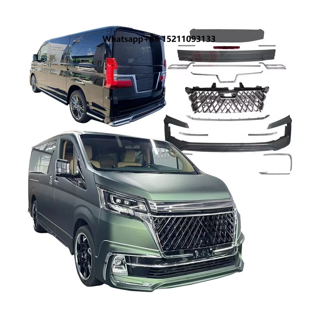 Conversion Body Kit for  Hiace 2019-2023 Upgrade to GranAce/Granvia/Majesty to WLD Style Front Rear Bumper Headlights