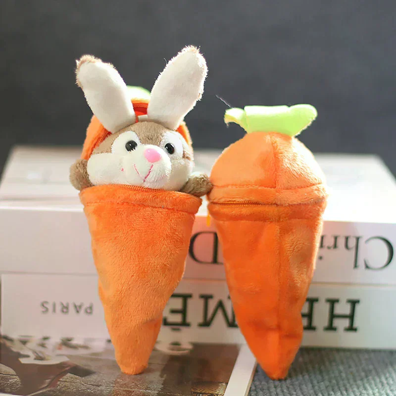 /GJ/Reversible Bunny Carrot Plush Soft Plush Toy Kawaii Girl Keychain Holiday Gift Backpack Pendant 1Pc