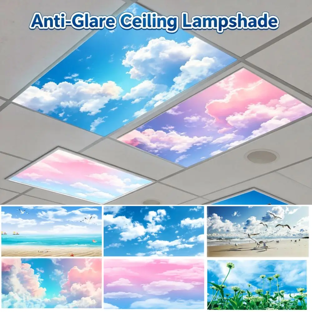 120*60cm Lampshade Anti-glare with 10 Magnetic Buckles Magnetic Light Filters Cloud Forest Fabric Lampshade Hospital