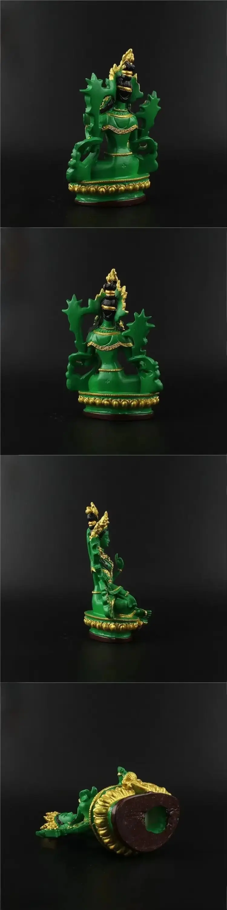 Imagen 5: Estatua de Buda Tara Bodhisattva pintada en resina verde, artesanía, accesorios de Feng Shui, para rezar y conseguir buenas energías.