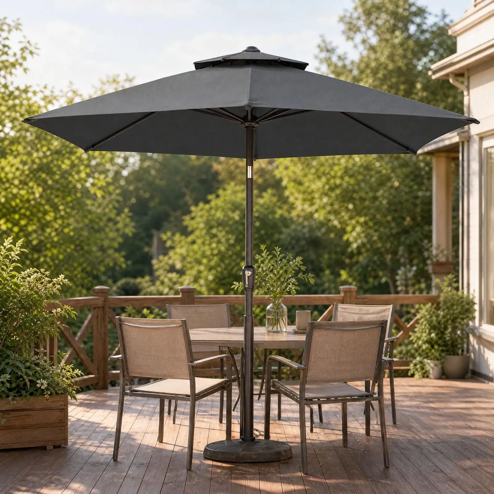 Double-Top Patio Umbrella Canopy UV30+ Protection 8-Rib Umbrella Replacement Canopy 160 Grams per Square Meter Polyester Water