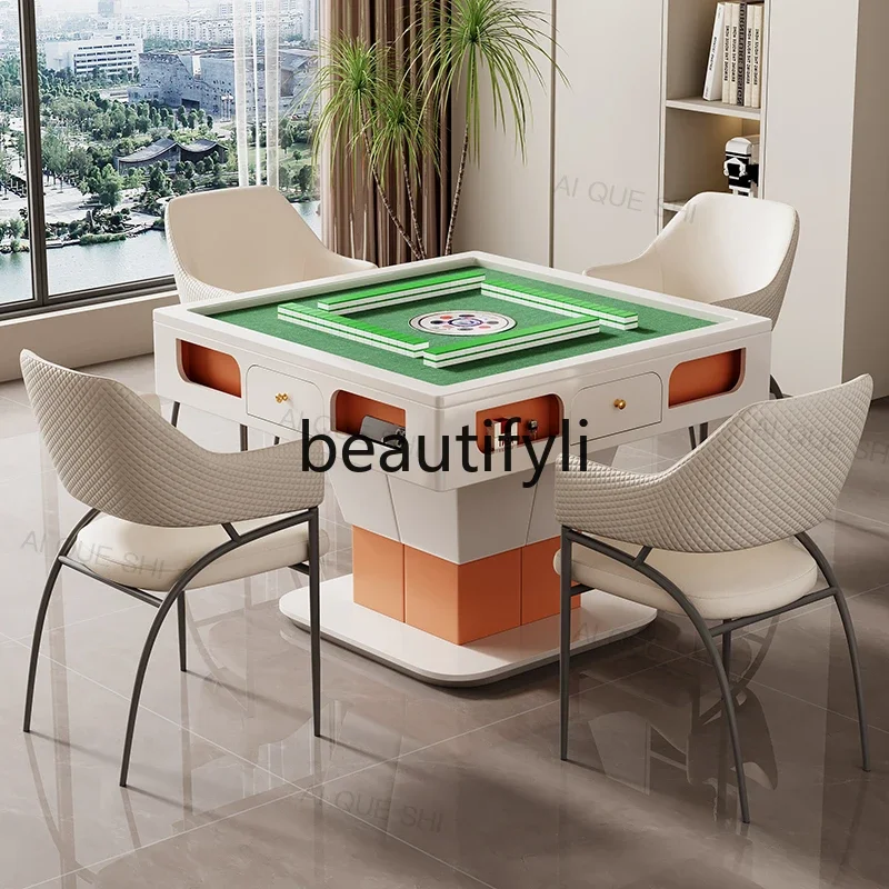 Fully automatic multi-functional lifting mahjong table and dining table dual-purpose all-in-one machine